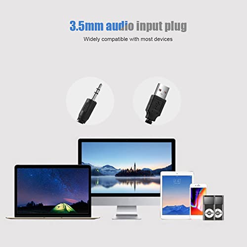 V-196 Computer Sound Bar, White USB Powered 3.5mm Input 2.0 Channel Stereo Soundbar with Volume Knob and Blue LED Breathing Light - color: White