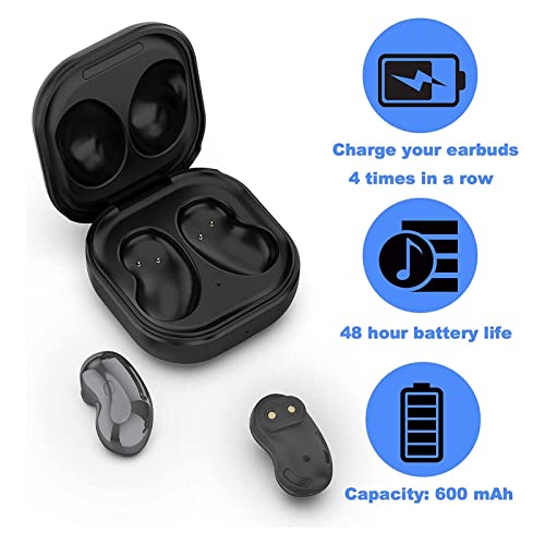 Wireless Earbuds Charging Case, Replacement Charger Dock with 3.3ft USB-C Cable and 600mAh Battery, for Compatible Wireless Earbuds, Black