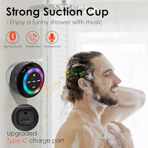 XLEADER Pro Shower Speaker (Upgraded) Certified IPX7 Waterproof Bluetooth Speaker, 8W Crystal Sound&Rich Bass, 15H Playtime, with Suction Cup, Silicone Lanyard, Ideal Gifts, SoundAngel Mate(2 Gen) - color: Dot Light
