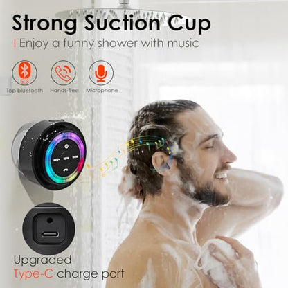 XLEADER Pro Shower Speaker (Upgraded) Certified IPX7 Waterproof Bluetooth Speaker, 8W Crystal Sound&Rich Bass, 15H Playtime, with Suction Cup, Silicone Lanyard, Ideal Gifts, SoundAngel Mate(2 Gen) - color: Dot Light