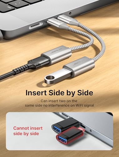 JSAUX USB C to USB 3.0 Adapter [2 Pack], USB C Male to USB Female OTG Cable Adapter Compatible with MacBook Pro/Air, iPhone 17 Pro Max/iPhone Air/16e/16/15 Series, Samsung Galaxy S25/S24/S23-Silver - color: Silver