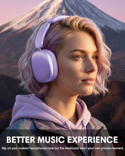 Wentronic Y02 Active Noise Cancelling Wireless Headphones, Purple | Over-Ear, Bluetooth, 60H Playtime,Crystal Clear Calls, Hi-Res Audio, Big Bass, Foldable Lightweight for Travel Home Office - color: Purple
