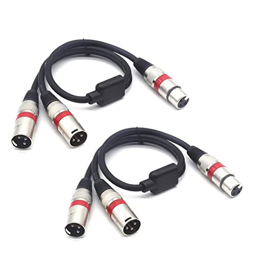 XLR Splitter Cable - XLR Female to Dual Male 3 Pin Patch Y Cable Balanced Microphone Splitter Cord Audio Adapter (50CM-2PACK) - color: XLRF-2XLRM-50CM-2PACK