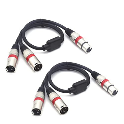 XLR Splitter Cable - XLR Female to Dual Male 3 Pin Patch Y Cable Balanced Microphone Splitter Cord Audio Adapter (50CM-2PACK) - color: XLRF-2XLRM-50CM-2PACK