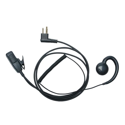 C-Shape Earpiece Compatible with Motorola CLS1110 2pcs | 2-pack over-ear C-ring walkie talkie headsets featuring PTT mic for CP200D CLS1410 CP185 RDM2070d 2-pin two-way radios