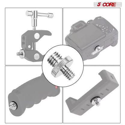 5 Core 3/8 to 1/4 Adapter 5Pcs Camera Mount Durable Tripod Screw Adapter for DSLR Monopod Microphone & Lighting 1/4 to 3/8 Screws Set - 1/4M-3/8M Camera Screw 5Pcs