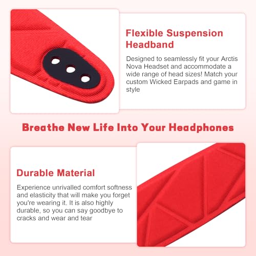Arctis Nova Pro Headband, Replacement Arctis Nova 7 Head Band Repair Pads Compatible with SteelSeries Nova 1/1P/1X Headphones, Nova 3/4, Nova 5 / 5X / 5P, Nova 7 / 7X / 7P Gaming Headsets (Red) - color: Red