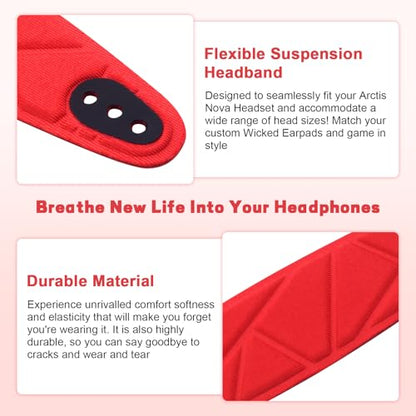 Arctis Nova Pro Headband, Replacement Arctis Nova 7 Head Band Repair Pads Compatible with SteelSeries Nova 1/1P/1X Headphones, Nova 3/4, Nova 5 / 5X / 5P, Nova 7 / 7X / 7P Gaming Headsets (Red) - color: Red