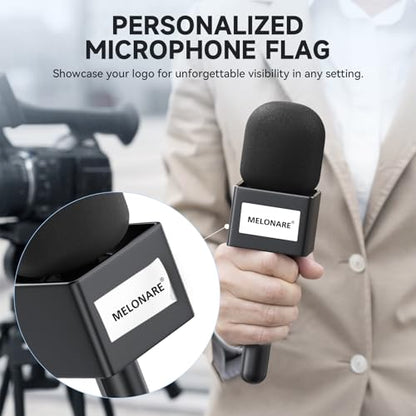 MELONARE Handheld Mic Holder for Wireless Lavalier Mics MH-30 | Foam Cover, Mic Handle Adapter, Compatible with DJI/RODE/Hollyland/BOYA, Interviews, Outdoor Recording