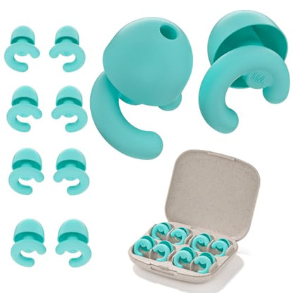 Noise Cancelling Ear Plugs Sleep 50dB NRR Side Sleep Small Ear | ultra soft silicone, reusable one-piece design, 4 sizes included, portable case - color: Green