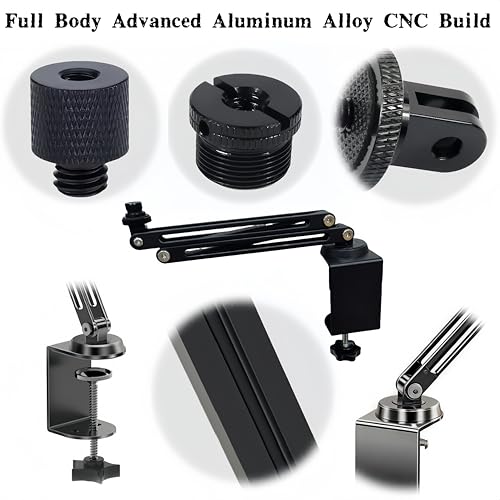Low Profile Mic Boom Arm, 360° Rotatable 3-Section Foldable Desk Microphone Stand, 2.5kg Heavy Duty C Clamp Mic Mount with 1/4 3/8 5/8 Screw Adapter for Streaming Podcast(C Clamp Mount) - color: C Clamp Mount