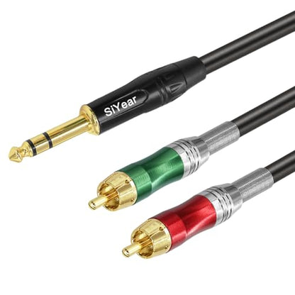 1/4 to Dual RCA Y Splitter Cable,6.35mm Stereo Jack to RCA Male Audio Cable Quarter inch TRS to Dual RCA Insert Cable (1.5M/5Feet) - size: 1.5m/5FT