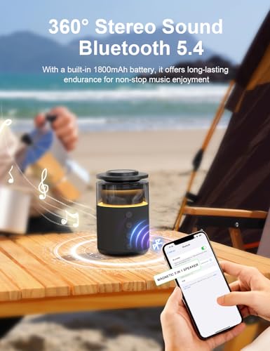 5-in-1 Wireless Charging Station with Bluetooth Speaker,Magnetic Charger with Night Light,Charger Stand with 33W Adapter Compatible with Apple Watch&iPhone 16 15 14 13 12 Pro Max&Wireless Earbuds