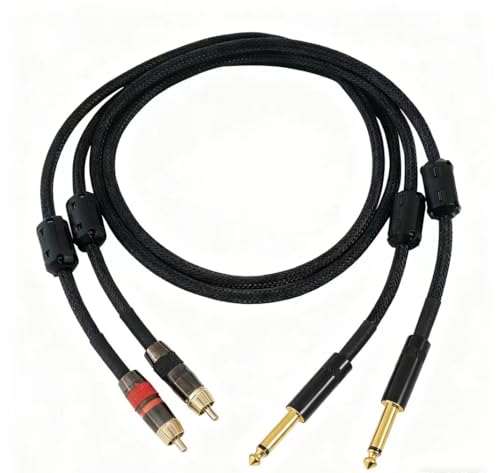 RCA to 1/4" Cable, Dual RCA to 1/4" (Approx. 0.6cm) TS Stereo Audio Interconnect Cable Jumpers - 6.6 Feet (Approx. 2.0 Meters)