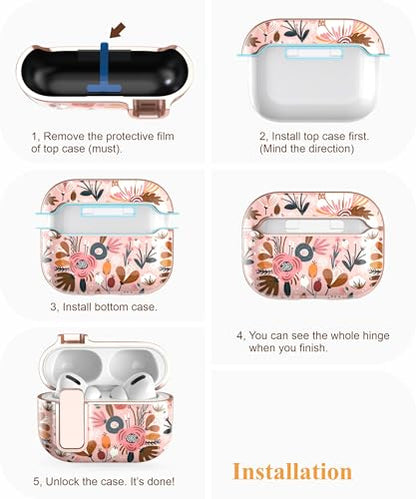 TATOFY for AirPods Pro 2nd Generation Case with Lock Carabiner Cleaner, Slim AirPod Pro 1st & 2nd Hard Case Cover, Compatible with MagSafe (Pink) - color: Pink, size: AirPods Pro 1st & 2nd Gen