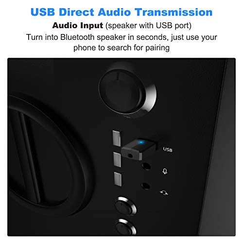 Isobel USB Bluetooth 5.0 Transmitter Receiver, 4-in-1 Mini Wireless Audio Adapter, 3.5mm Bluetooth AUX Adapter for TV PC Headphones Speakers Car/Home Stereo System, USB Power Supply - size: Small