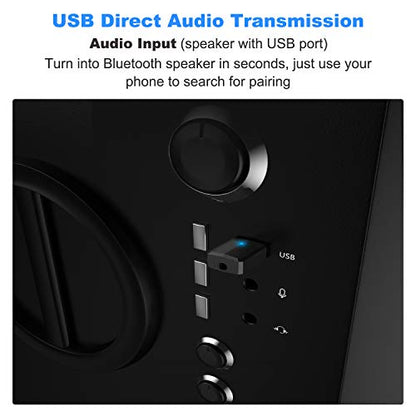 Isobel USB Bluetooth 5.0 Transmitter Receiver, 4-in-1 Mini Wireless Audio Adapter, 3.5mm Bluetooth AUX Adapter for TV PC Headphones Speakers Car/Home Stereo System, USB Power Supply - size: Small