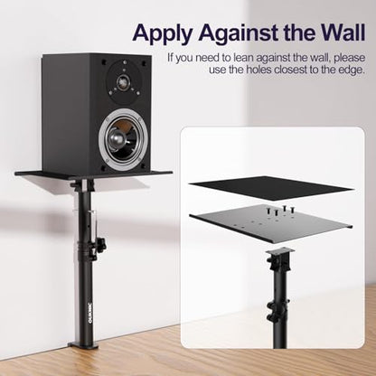 Clamp On Desktop Studio Monitor Speaker Stands Pair | Tilt & Height Adjustable, Heavy Duty, Universal Fit, for Music Booth, Subwoofer, Surround Sound, Bookshelf & Laptop
