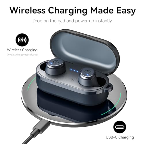 TOZO T10 Wireless Earbuds Powerful Bass Stereo Wireless Charging, APP, IPX8 | Waterproof, 55H Playtime, Ergonomic Design In Ear buds, App Customize EQ, Bluetooth 5.3 Headphones for Work, Travel, Blue - color: Matte Blue
