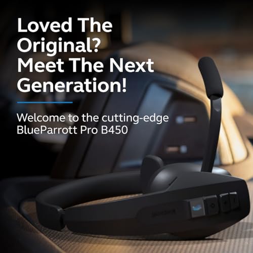 BlueParrott Pro B450 Bluetooth Headset | 98% noise cancellation headset for professional drivers; ANC, voice control, 45 hr talk time