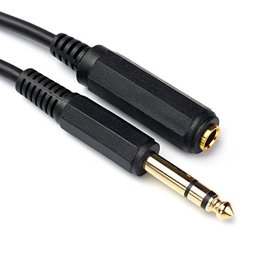 15FT 1/4 Inch Male to Female Stereo Extension Cable Gold Plated Quarter inch Headphone Extension Cable Cord - size: 15 Feet