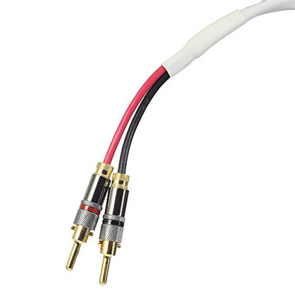 Blue Jeans Cable Ten White Speaker Cable, with Welded Terminations (Single Cable - for one Speaker), Assembled in USA (15 Foot, Bananas to Bananas) - size: 15 foot, style: Bananas to Bananas