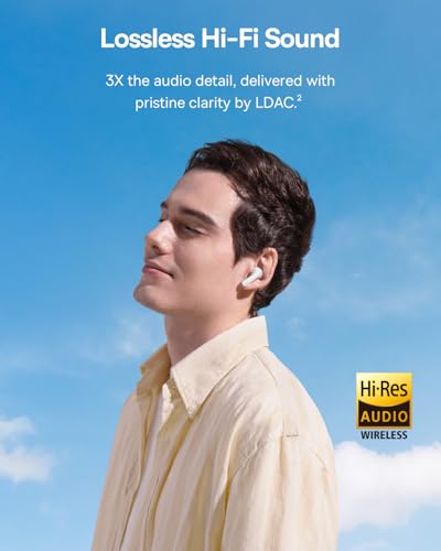 Baseus Bass BP1 Pro Noise Cancelling Wireless Earbuds, Real-Time Adaptive Noise Cancelling, Adaptive Active EQ, LDAC Hi-Res Sound, 6-Mic AI Clear Calls, 55H Playtime, IP55 Waterproof, Bluetooth 6.0 - color: Moon White