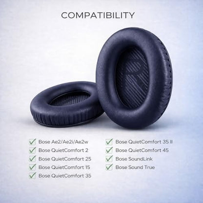 Replacement Ear Pads for Bose QC35 and QC35 II | Soft Protein Leather Ear Cushions with Noise Isolation, Memory Foam, Extra Durability - color: Midnight Blue