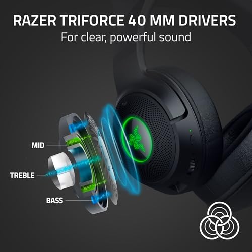 Razer Kraken Kitty V2 BT Wireless RGB Headset, Black | Chroma RGB Kitty Ears & Earcups, Bluetooth 5.2, 40 mm Drivers, Noise-cancelling Mics, Lightweight, USB-C, 40 Hr Battery - color: Black
