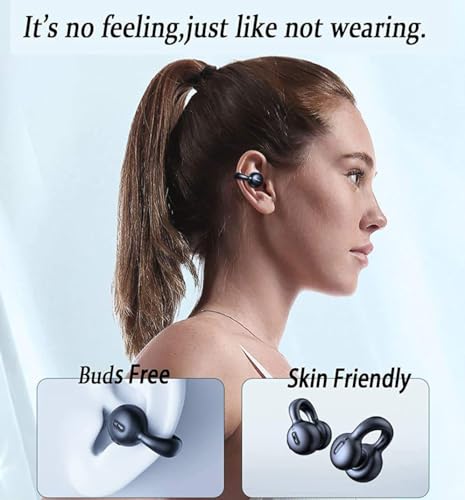 Wireless Headphones,Wireless Ear Clip Bone Conduction Earphones Bluetooth 5.3 for Android iOS Samsung,Small Open Ear Earbuds IPX7 Waterproof Mini Open Ear Headsets for Running Cycling Workout