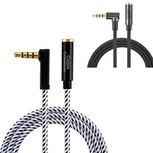 CableCreation 6 Feet TRRS Headhpone Extension Cable Bundle with 1.5 Feet TRRS Silver-Plated Copper Cord Extension Cable Support Microphone Function