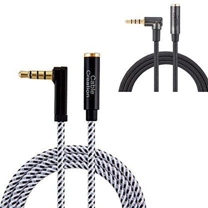 CableCreation 6 Feet TRRS Headhpone Extension Cable Bundle with 1.5 Feet TRRS Silver-Plated Copper Cord Extension Cable Support Microphone Function