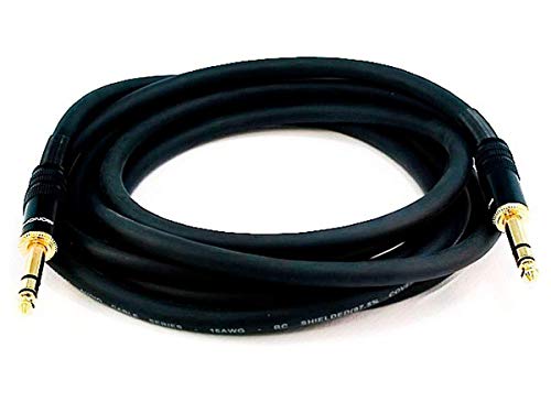 Monoprice 1/4-Inch TRS Male to Male Cable - 10 Feet - Black, 16AWG, Gold Plated - Premier Series - size: 10ft