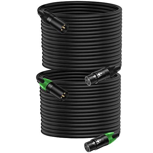 LanSenSu XLR Microphone Cable 76 ft 2 Pack, Gold-Plated 3-Pin Speaker Cable Male to Female Balanced Mic Cable - size: 76ft-2pack