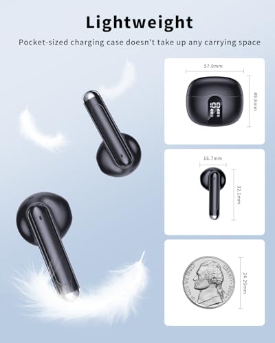 Wireless Earbuds, 2026 Bluetooth 5.4 Headphones Bass Stereo Ear Buds with Noise Cancelling Mic, LED Display in Ear Earphones 50H Playtime Ear Buds, IP7 Waterproof for Laptop Pad Phones Night Black - color: Night Black