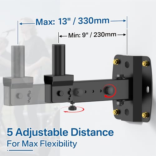 Aiweiwa Adjustable PA Speaker Wall Mount for 6"/8"/10"/12" PA Speaker Mount with 35mm Mounting Hole - Heavy-Duty Large Speakers Wall Mount Bracket Hold up to 110 Lbs for Space Saving