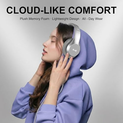 Wired Over-Ear Headphones, Mic, 3.5mm Jack, USB-C Adapter, Silver | Foldable over-ear headphones with soft cushions, inline mic, 3.5mm jack, and USB-C adapter for school, office, and travel. - color: Silver