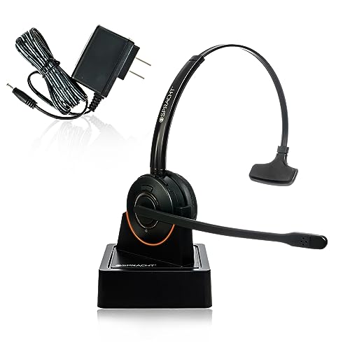 Spracht HS-2050 Single Ear Wireless Bluetooth Headset with Base Station | Noise Cancelling Headphones with Microphone for Pc, Laptop, Work from Home, Skype, Zoom, Call Centers, Office, Trucker - size: Single-Ear