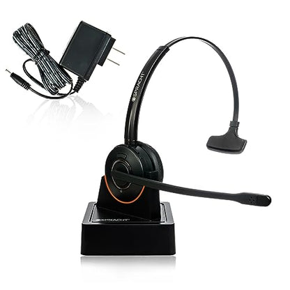 Spracht HS-2050 Single Ear Wireless Bluetooth Headset with Base Station | Noise Cancelling Headphones with Microphone for Pc, Laptop, Work from Home, Skype, Zoom, Call Centers, Office, Trucker - size: Single-Ear