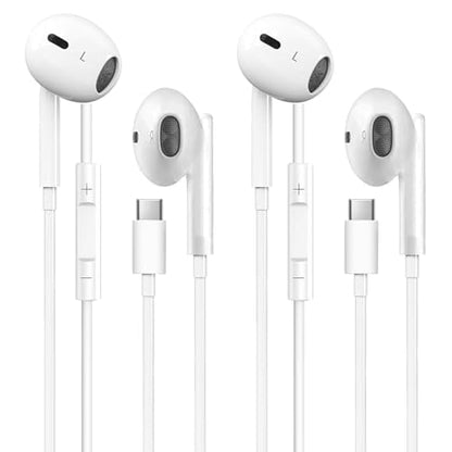 USB C Headphones for iPhone 17/16/15 Pro Max Plus,Type C Earphones 2 Pack | Wired Earbuds with Microphone,Volume Control,HiFi Stereo,Noise Cancelling