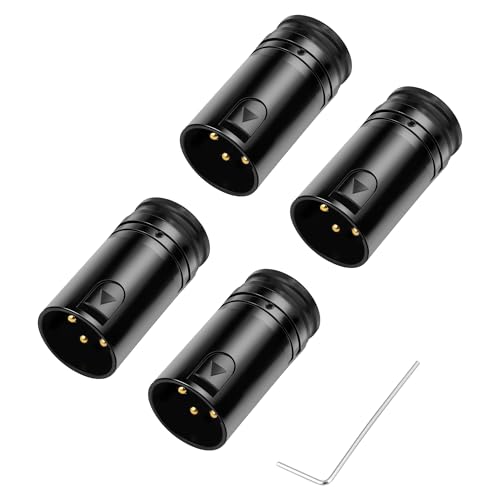 90 Degree Low Profile XLR Connectors 3 Pin Right Angle Rotatable XLR Male Connector Gold-Plated for DIY Microphone Audio Cable 4PCS - style: Kinweistex 3 Pin 90 Degree Rotatable XLR Male Connector