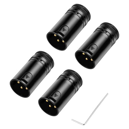 90 Degree Low Profile XLR Connectors 3 Pin Right Angle Rotatable XLR Male Connector Gold-Plated for DIY Microphone Audio Cable 4PCS - style: Kinweistex 3 Pin 90 Degree Rotatable XLR Male Connector