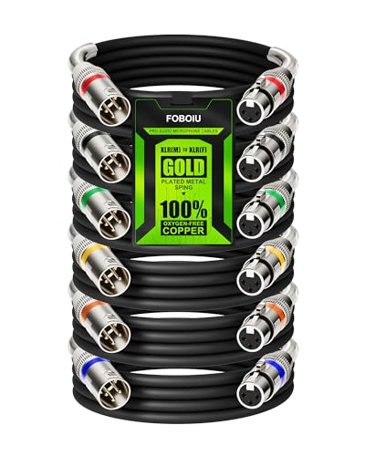 6 Pack 6FT XLR Cables, 3-pin Male to Female Balanced Shielded | XLR Microphone Cable, Oxygen-Free Copper (OFC) Noise Free XLR Cable for Speaker Audio Mixer, Metal Spring SR, Corlorful - size: 6 Feet, style: 6 Pack
