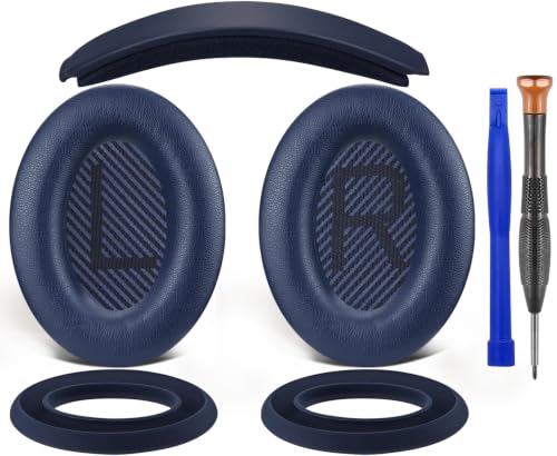 SOULWIT Replacement Kit for Bose QuietComfort QC35/QC35 ii Over-Ear Headphones, Ear Pads Cushions + Headband + Silicone Earpads Cover Protector - Blue - color: Blue