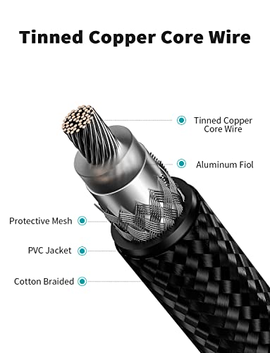 EMK Digital Coaxial Cable OFC Core HiFi SPDIF Coax Audio Cable 75-Ohm RCA Male to Male for Subwoofer, TV, Apm-Black (26ft/8m) - size: 26ft/8m