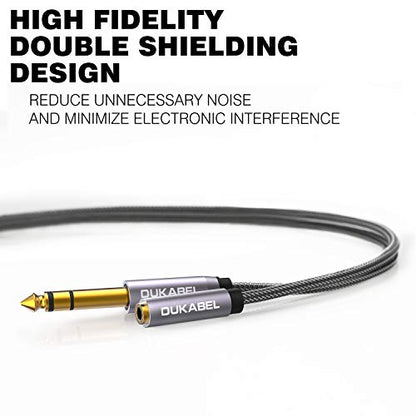6.35mm to 3.5mm, 1/4 inch to 1/8 inch Headphone Adapter - 8 Ft/2.4M | 24K Gold-Plated, Headphone to Speaker, Guitar, Digital Piano Keyboard Amplifier, Stereo Audio Jack Plug Converter - size: 240 cm
