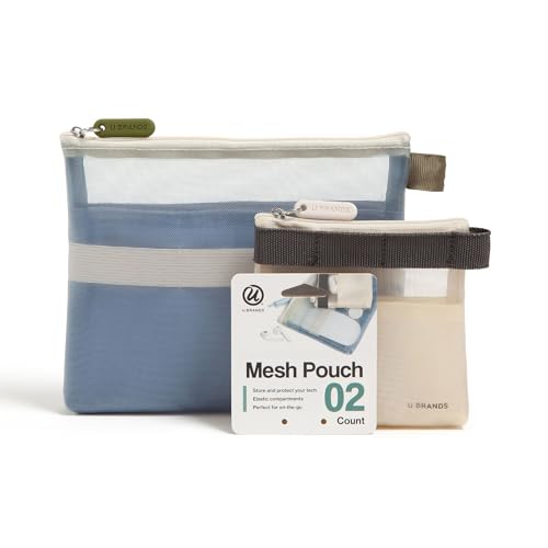 U Brands Tech Pouch Combo, Set of 2 - color: Haze Blue and Sand Beige