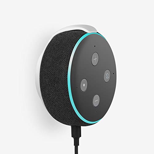 Echo Dot 3rd Gen Wall Mount, No-Drill Adhesive Holder with Cable Management | Sticking Tape or Screw Mount, Space-Saving Accessories for Bedroom, Kitchen, Bathroom, White - color: White