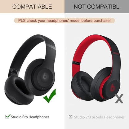 Ear Pads Replacement for Beats Studio Pro Wireless Earpad Cushion | Protein Leather Strong Adhesive (Black) - color: Black