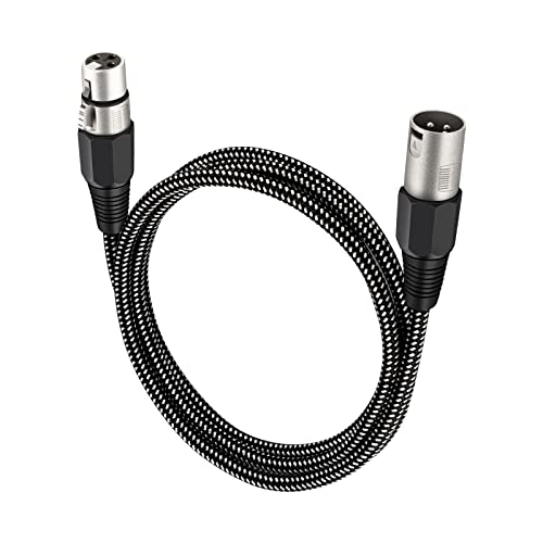 XLR Cable 6 FT, Microphone Cable 3 Pin Nylong Braided Balanced XLR Male to Female Heavy Duty Mic Patch Cords (Pure Copper Conductors) - size: 6FT